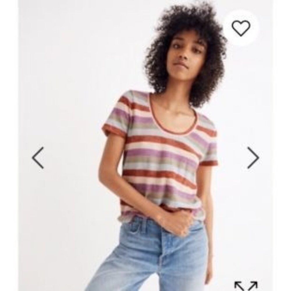 Madewell Small Scoop Neck Striped Blouse Summer Top